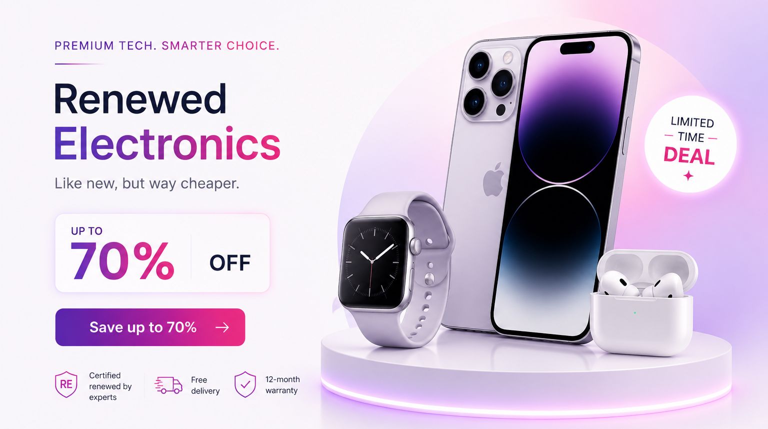 Up to 70% off renewed electronics